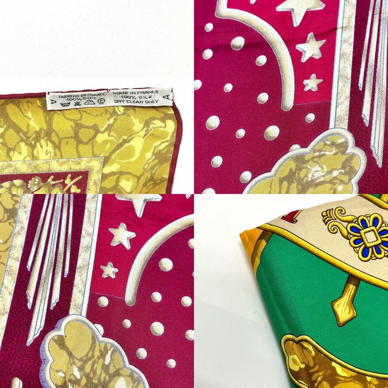 Hermes Scarf Carpe DIEM Enjoy The Day Sun Moon Star Silk Red — view 9