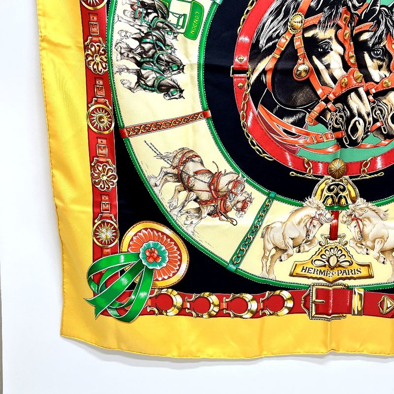 Hermes Scarf Chevaux de Trait YAMA SILK Orange — view 7