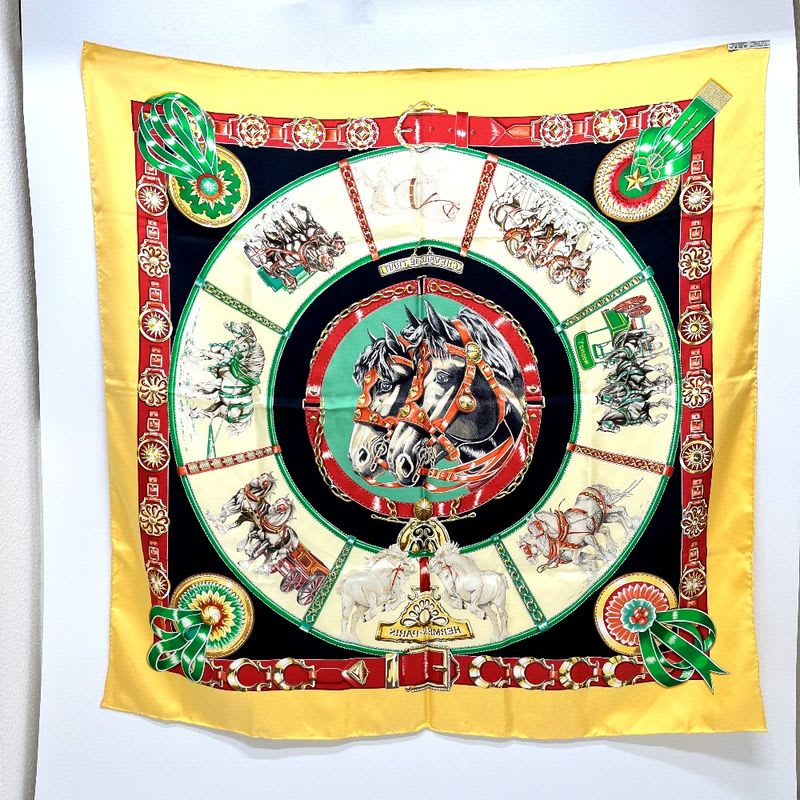 Hermes Scarf Chevaux de Trait YAMA SILK Orange — view 8