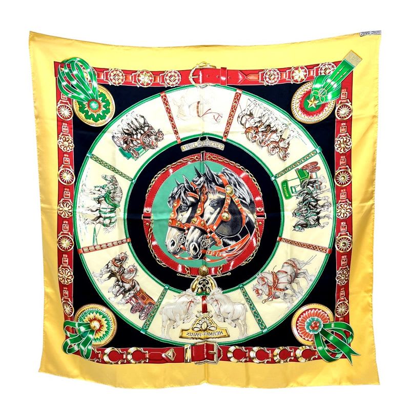 Hermes Scarf Chevaux de Trait YAMA SILK Orange — view 2