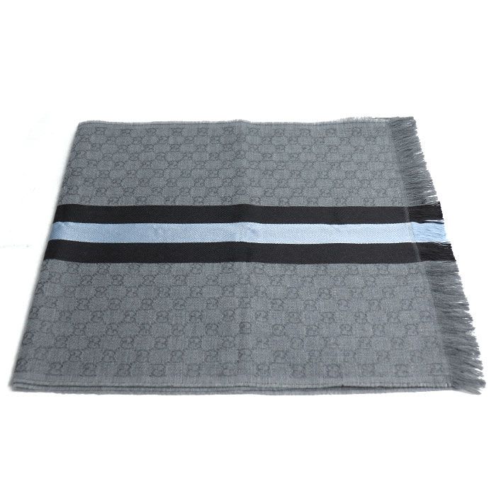 Gucci Sherry Line Muffler Gray Brown Sky Blue 4g704 1469 Scarf — view 2