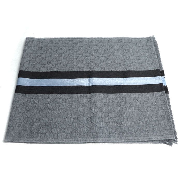 Gucci Sherry Line Muffler Gray Brown Sky Blue 4g704 1469 Scarf — view 3