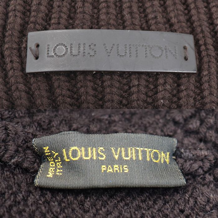 Louis Vuitton Damier Leather Patch Knit Cap Brown — view 4