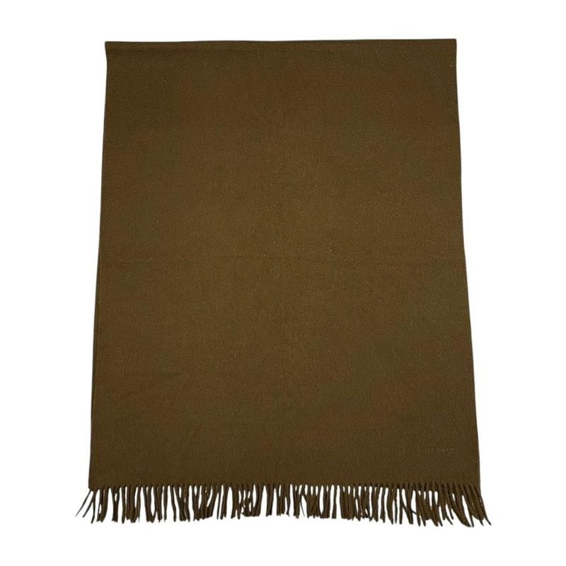 Hermes Muffler Fringe Cashmere Logo Brown Scarf — view 3