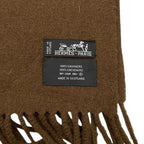 Hermes Muffler Fringe Cashmere Logo Brown Scarf — view 6
