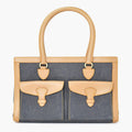 Dior Handbag BO B Denim Leather Navy Brown Gold