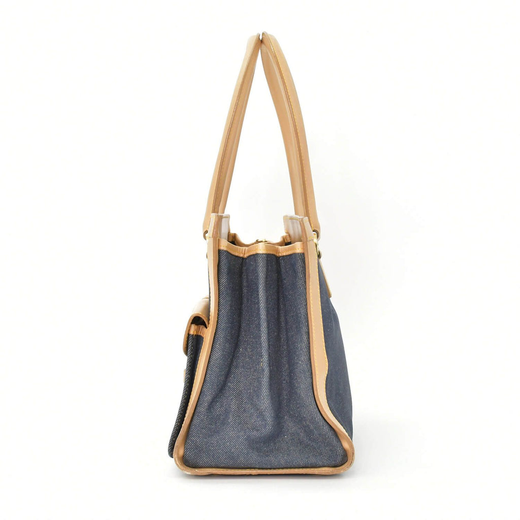 Dior Handbag BO B Denim Leather Navy Brown Gold — view 2
