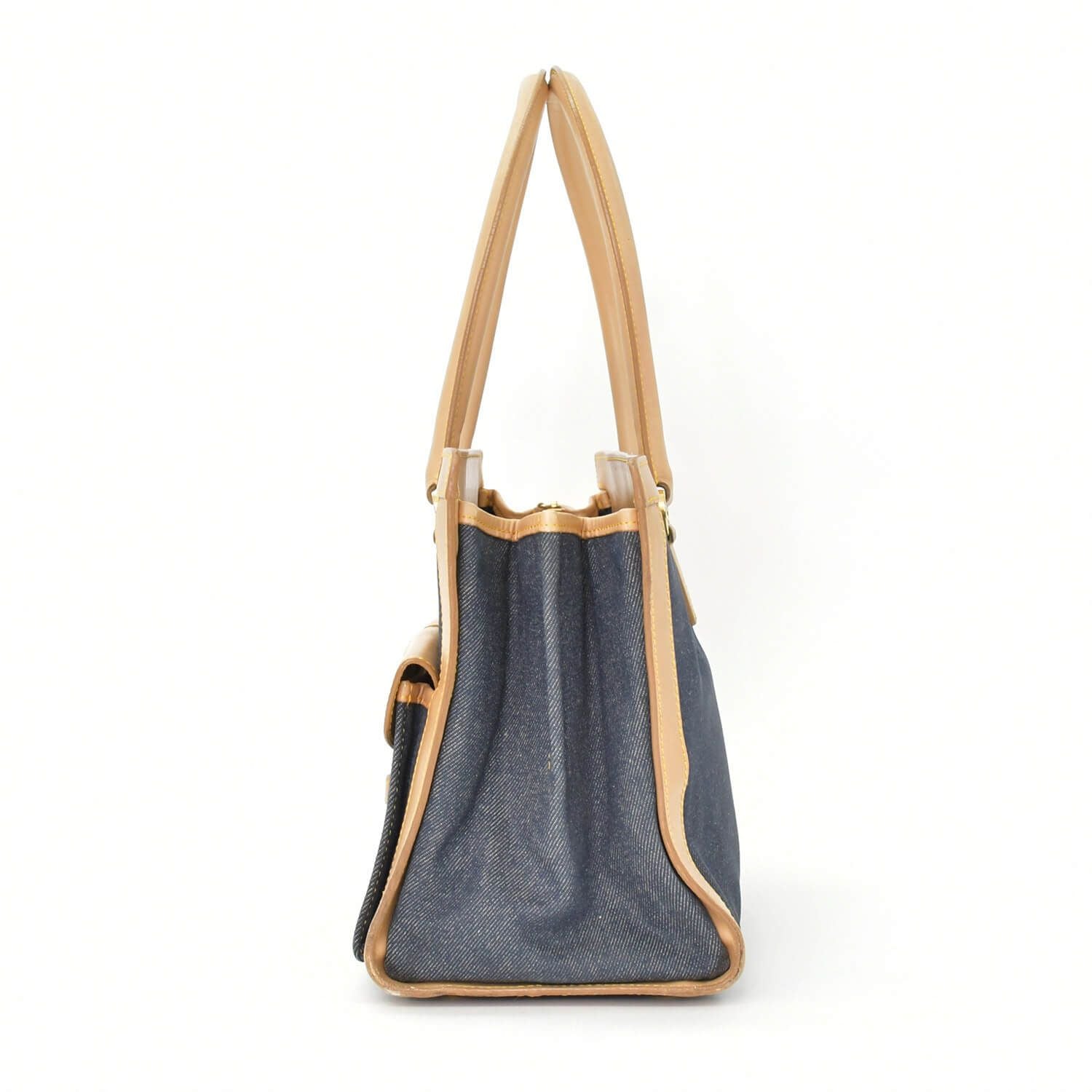 Dior Handbag BO B Denim Leather Navy Brown Gold — view 2