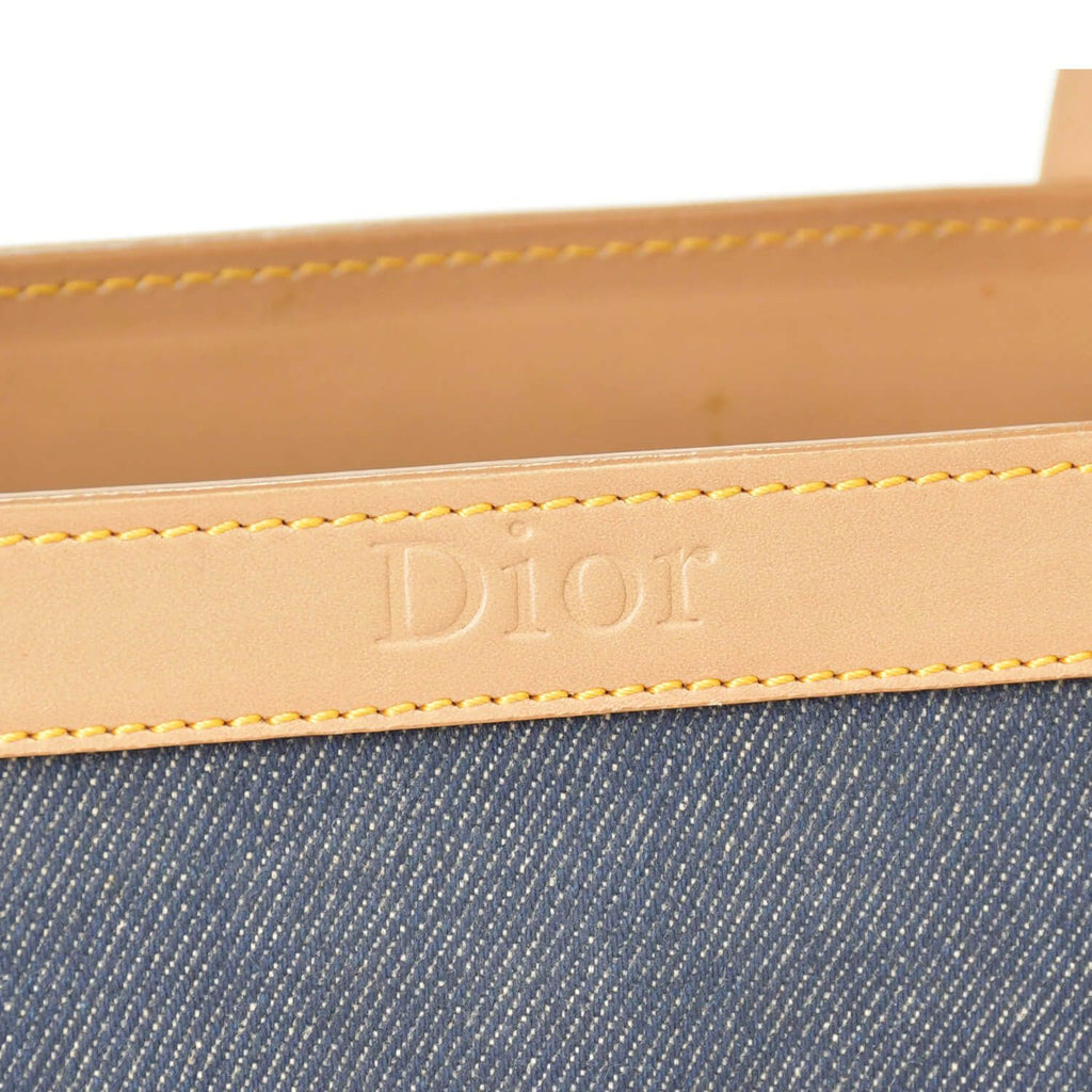 Dior Handbag BO B Denim Leather Navy Brown Gold — view 5