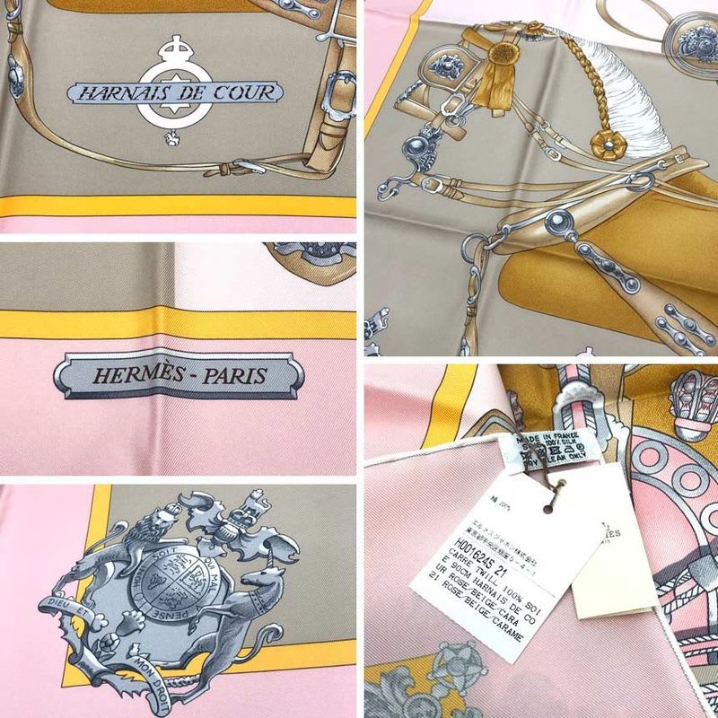 Hermes Scarf Carre 90 Harnais de COUR Court Harness Pink — view 3