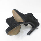 Gucci Booties High Heels Gathered Ribbon 37.5 Black Suede — view 7