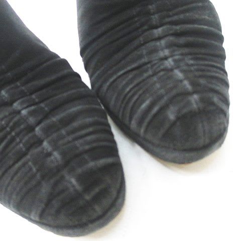 Gucci Booties High Heels Gathered Ribbon 37.5 Black Suede — view 9