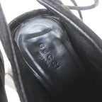 Gucci Booties High Heels Gathered Ribbon 37.5 Black Suede — view 6