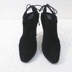 Gucci Booties High Heels Gathered Ribbon 37.5 Black Suede — view 5