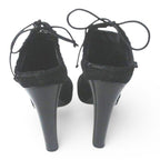 Gucci Booties High Heels Gathered Ribbon 37.5 Black Suede — view 3