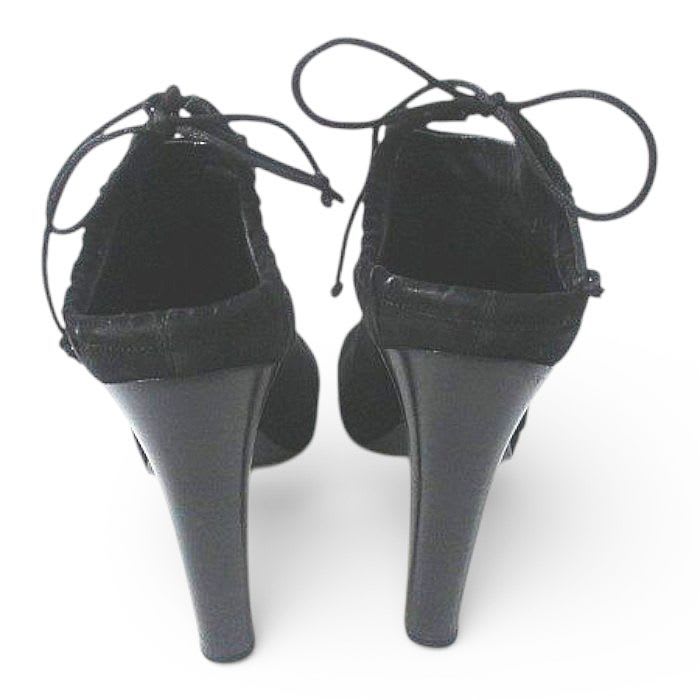 Gucci Booties High Heels Gathered Ribbon 37.5 Black Suede — view 3