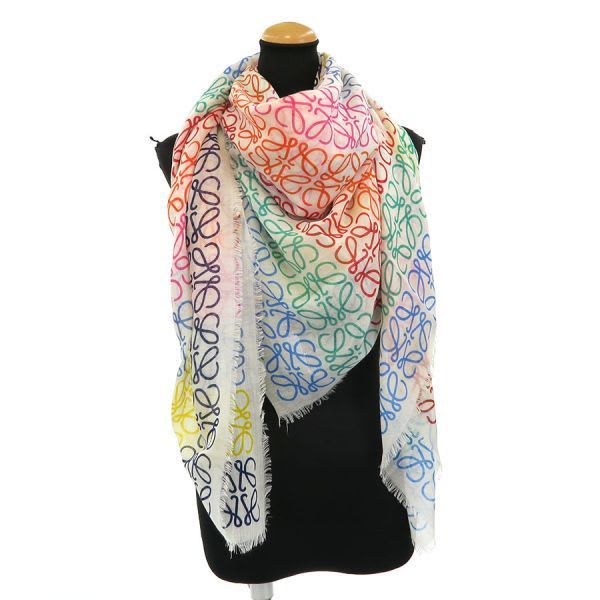 Loewe Multicolor Striped Linen and Cotton Blend Shawl — view 9