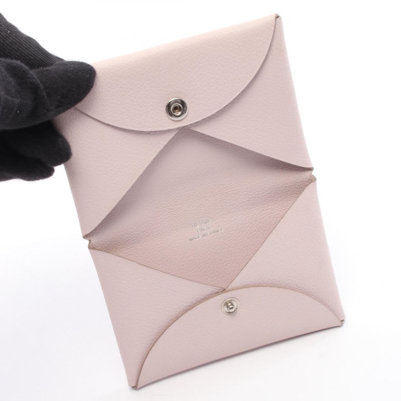 Hermes Coin Case Calvi Rose Dragee Other — view 3