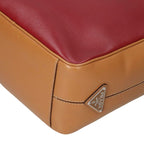 Prada Triangle Logo Plate Bicolor Leather Shoulder Bag — view 5