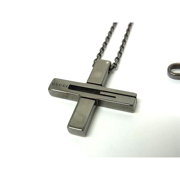 Gucci Necklace Cutout G Cross Black SV 925 — view 4