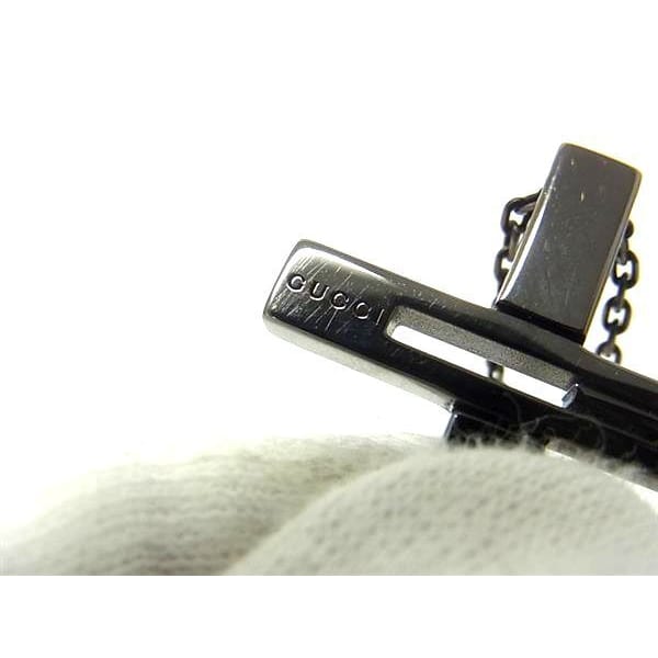 Gucci Necklace Cutout G Cross Black SV 925 — view 3