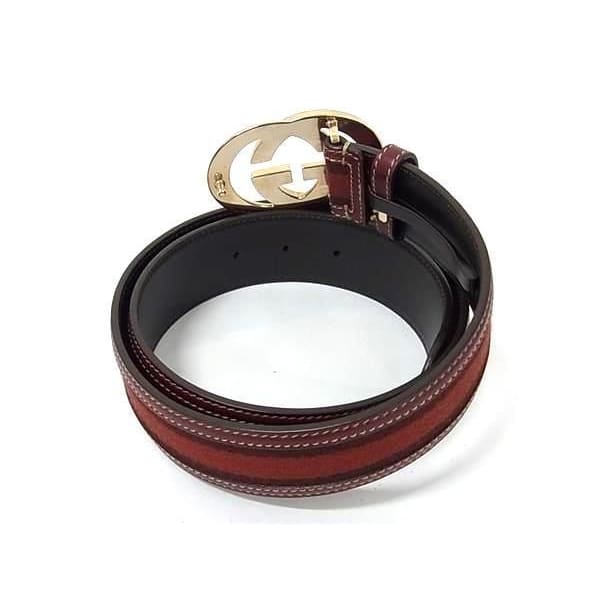 Gucci Belt Sherry Line Interlocking G Brown Canvas Leather — view 4