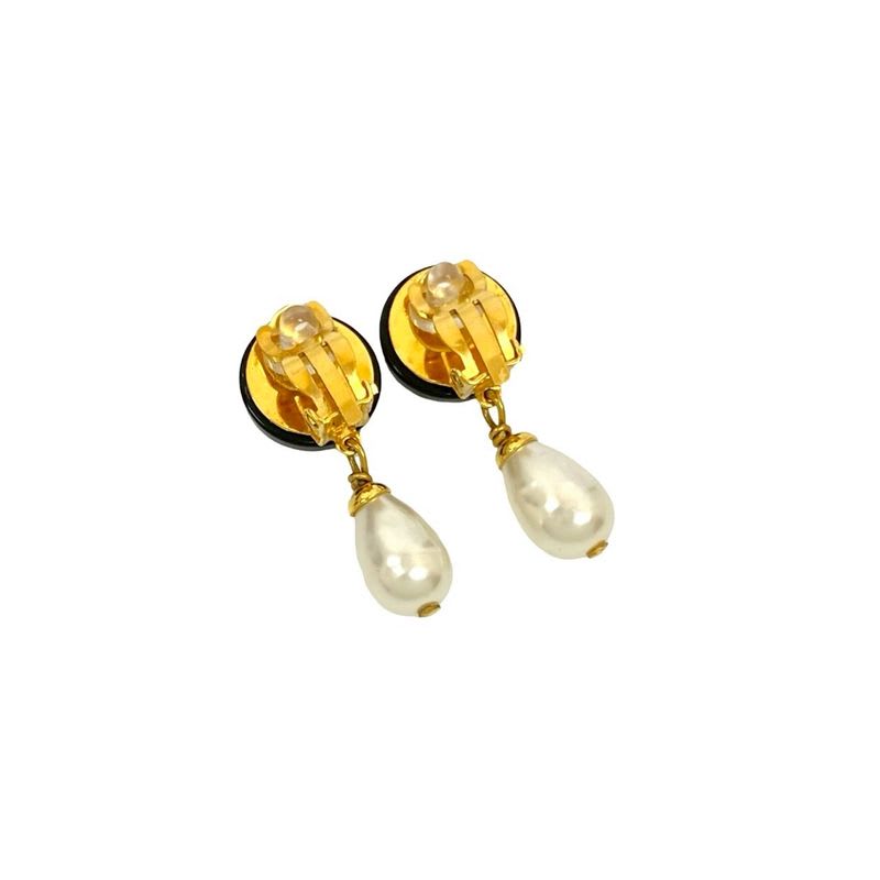 Chanel Vintage Coco Mark Motif GP Faux Pearl Earrings Accessory 95A — view 4