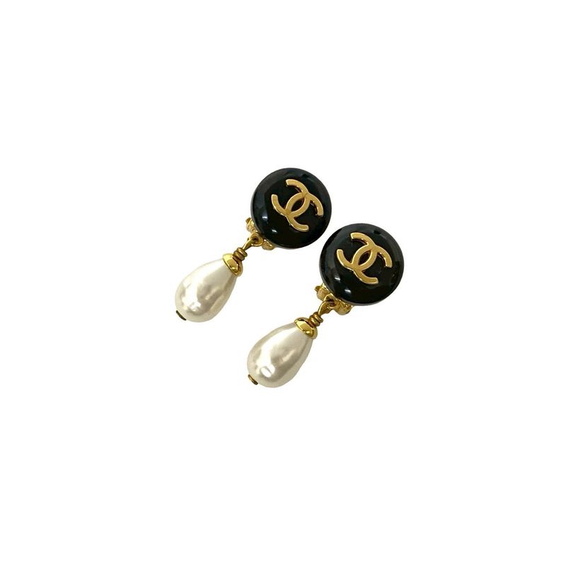 Chanel Vintage Coco Mark Motif GP Faux Pearl Earrings Accessory 95A — view 3