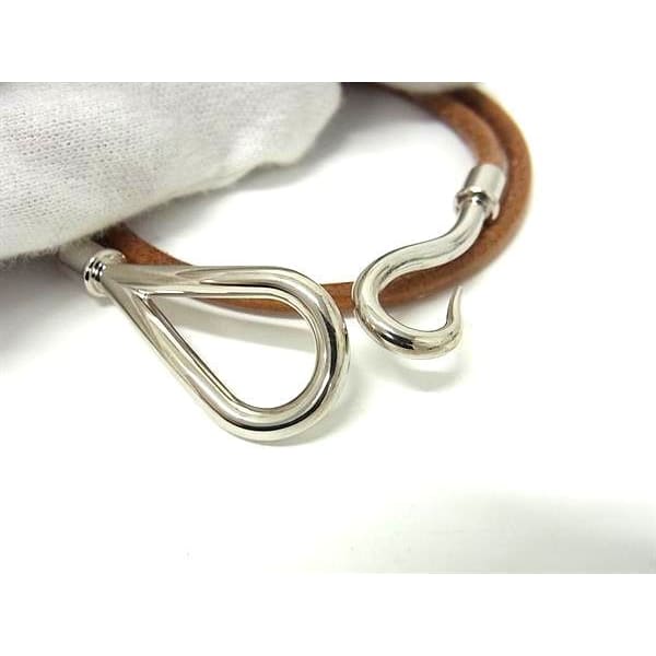 Hermes Bracelet Choker Jumbo Brown Leather 2 row Double Tour Silver — view 5