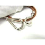 Hermes Bracelet Choker Jumbo Brown Leather 2 row Double Tour Silver — view 5