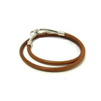 Hermes Bracelet Choker Jumbo Brown Leather 2 row Double Tour Silver — view 4
