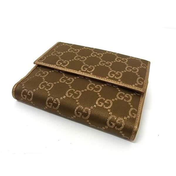 Gucci Wallet Abby Gold Brown Canvas Leather GG Pattern W Hook — view 3
