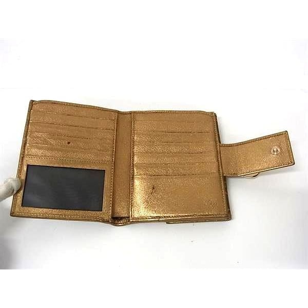 Gucci Wallet Abby Gold Brown Canvas Leather GG Pattern W Hook — view 4