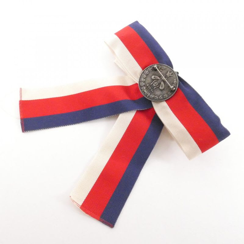 Gucci Striped Patriotic Crystal-Embellished Brooch — view 3