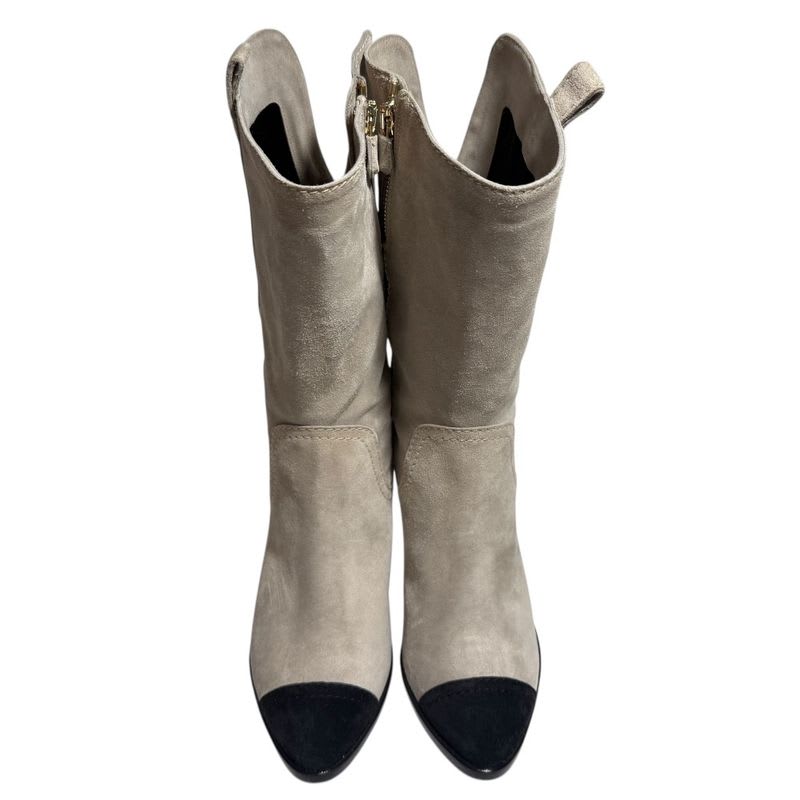 Chanel Suede Bicolor Short Boots Size 35 C Beige — view 3