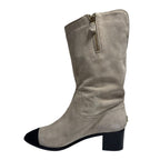 Chanel Suede Bicolor Short Boots Size 35 C Beige — view 6
