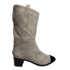 Chanel Suede Bicolor Short Boots Size 35 C Beige — view 7