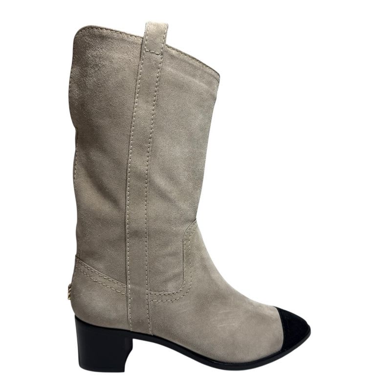 Chanel Suede Bicolor Short Boots Size 35 C Beige — view 7