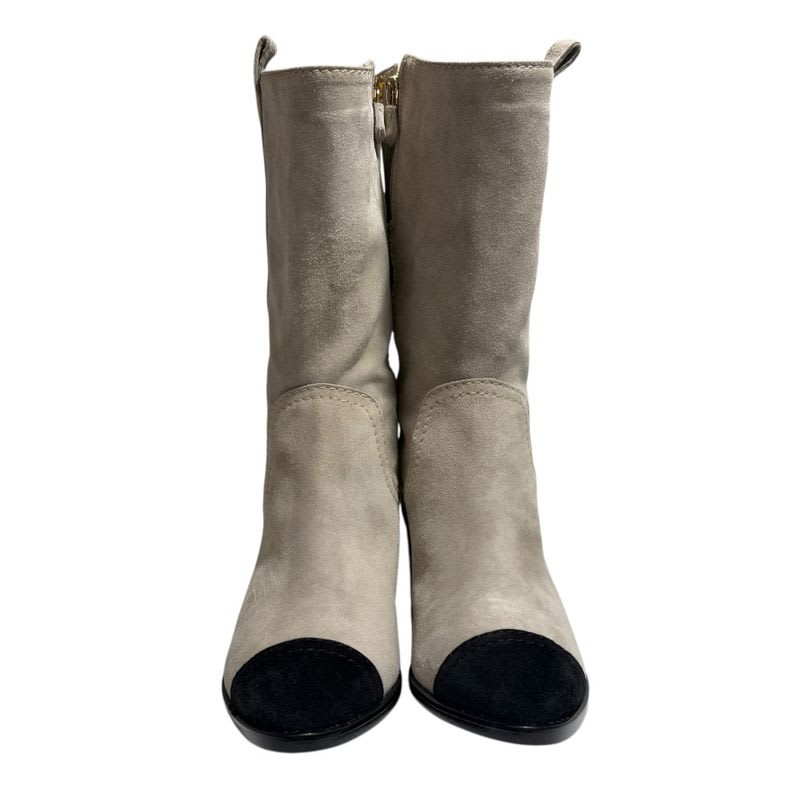 Chanel Suede Bicolor Short Boots Size 35 C Beige — view 2