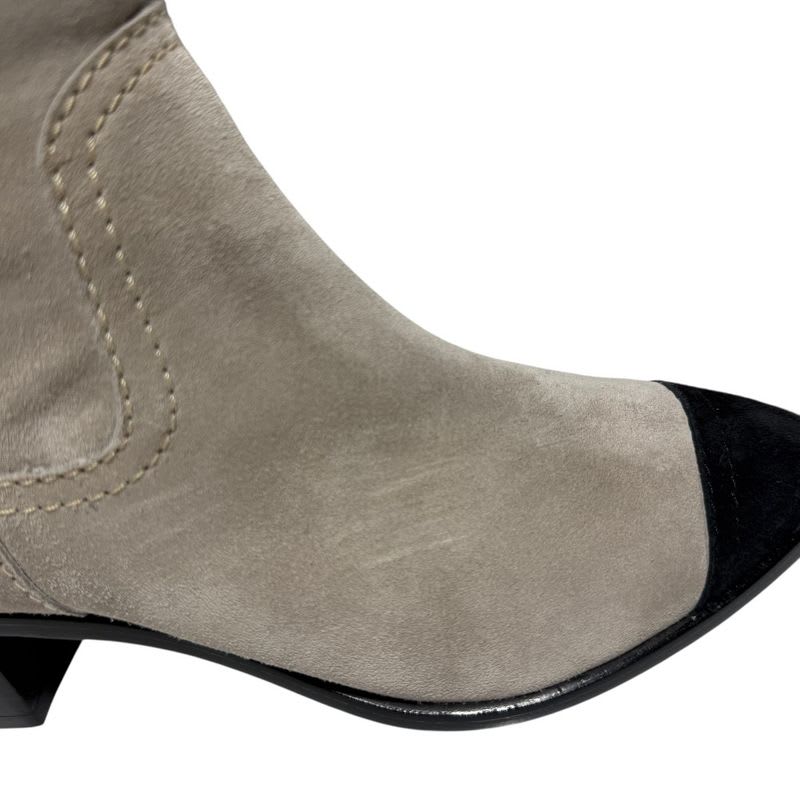 Chanel Suede Bicolor Short Boots Size 35 C Beige — view 8