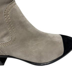 Chanel Suede Bicolor Short Boots Size 35 C Beige — view 8
