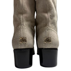 Chanel Suede Bicolor Short Boots Size 35 C Beige — view 5
