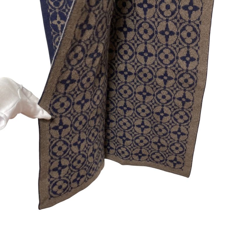 Louis Vuitton Muffler Monogram Echarpe Ski Navy Brown Scarf — view 4
