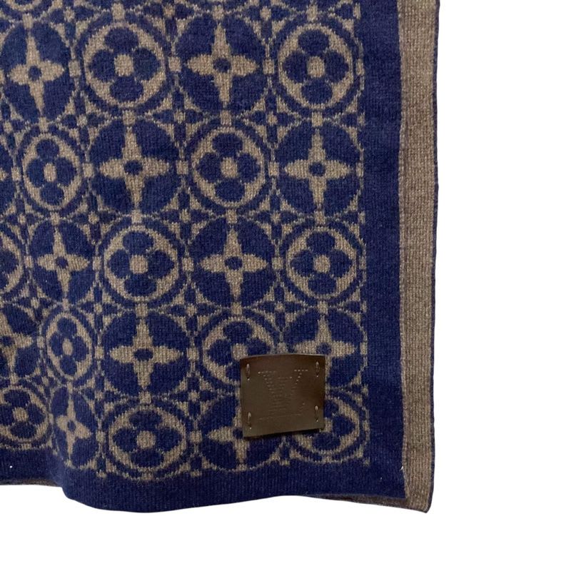 Louis Vuitton Muffler Monogram Echarpe Ski Navy Brown Scarf — view 3