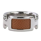 Hermes Olympe PM Ring S Size 11.5 Silver Color Brown — view 3
