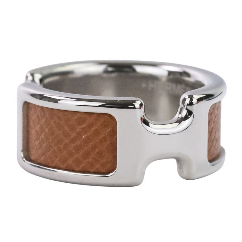 Hermes Olympe PM Ring S Size 11.5 Silver Color Brown — view 8