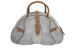 Dior Double Saddle Bowler Bag Handbag Denim Leather Blue Brown