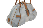 Dior Double Saddle Bowler Bag Handbag Denim Leather Blue Brown — view 4