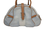 Dior Double Saddle Bowler Bag Handbag Denim Leather Blue Brown — view 2