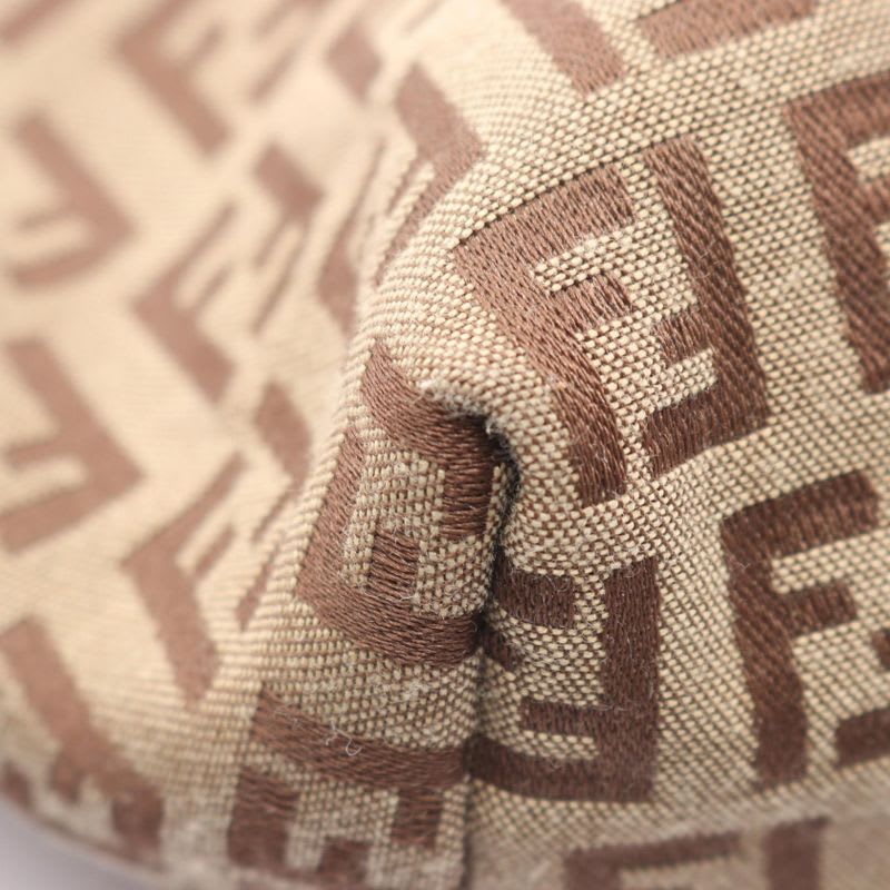 Fendi Tote Bag Zucchino 8 Bh056 Brown Dark Canvas Leather Mini — view 8